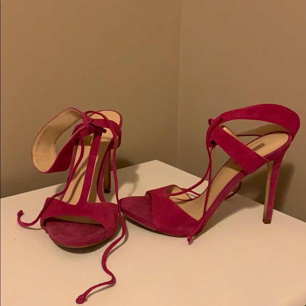 Guess Pink Suede Lace Up Pumps